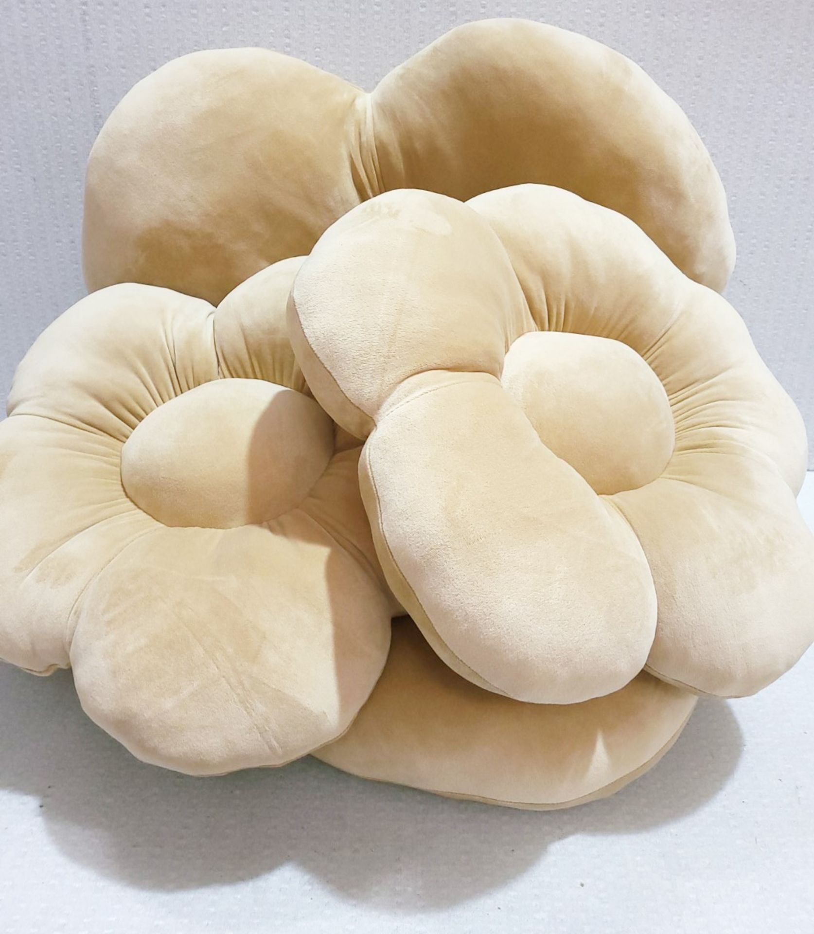 Set of 3 x KIDKII 'Sumptuous' Flower Pillows Velvet Gold - Original Price £159.00 - Image 3 of 6