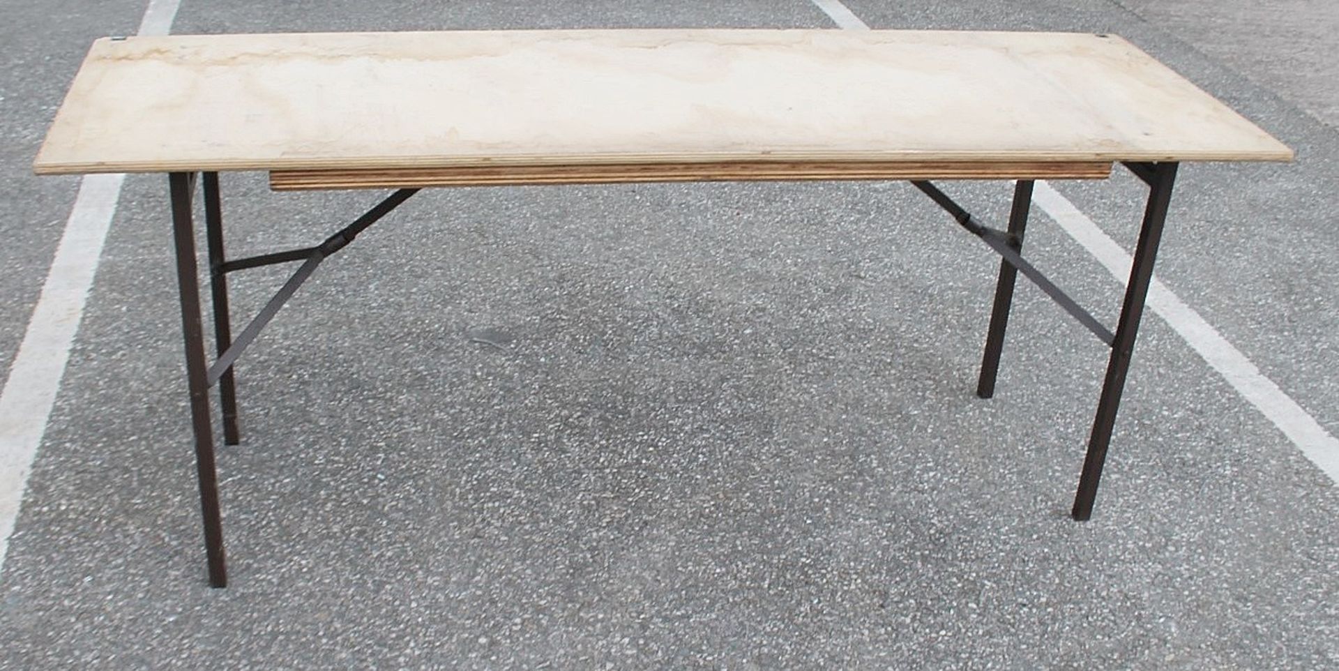 1 x Folding 6ft Wooden Topped Rectangular Trestle Table - Recently Removed From A Well-known - Image 4 of 6