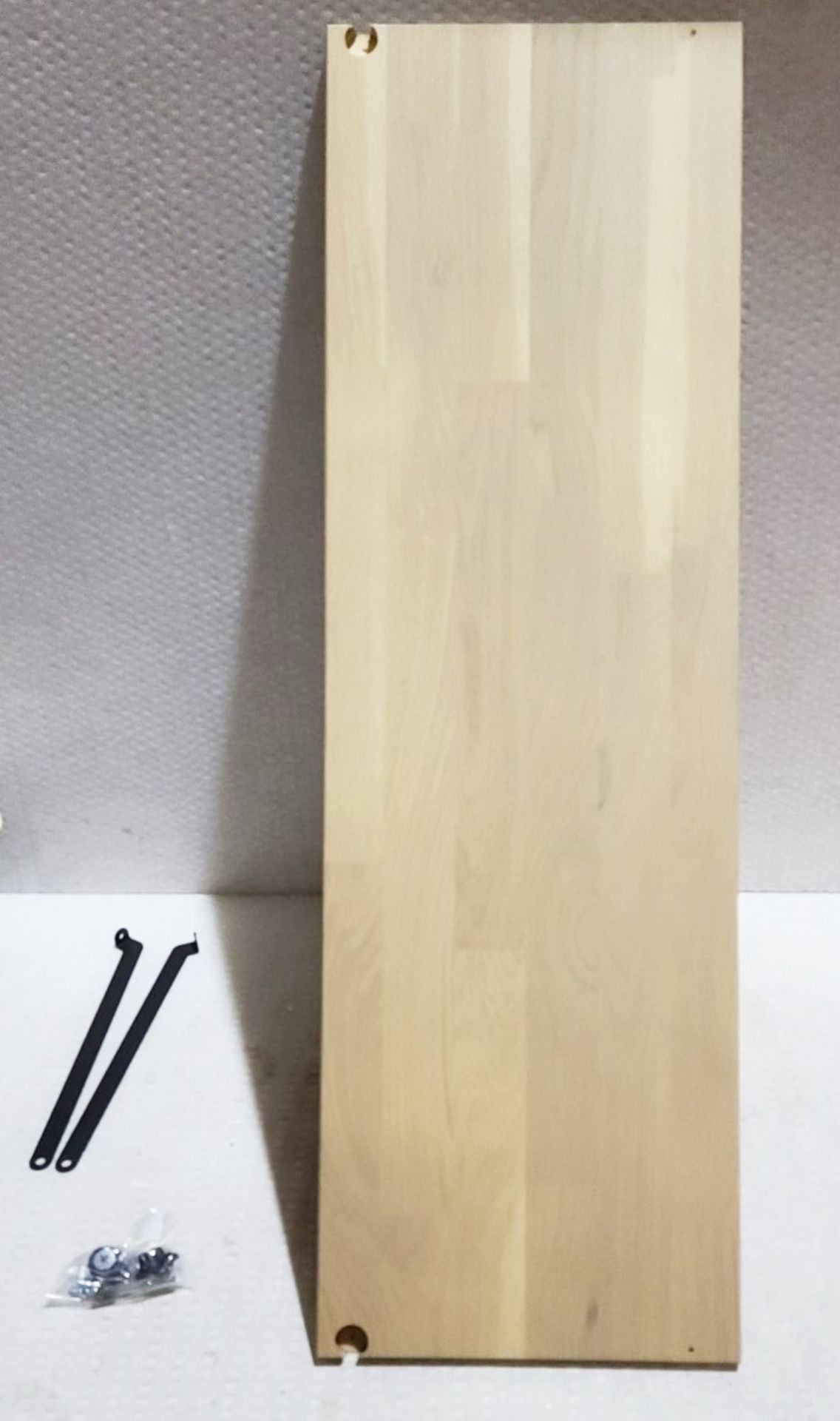 1 x WOOOD 'Gyan Legplank' Light Oak Shelf With Black Metal Braces 80cm - Image 7 of 7