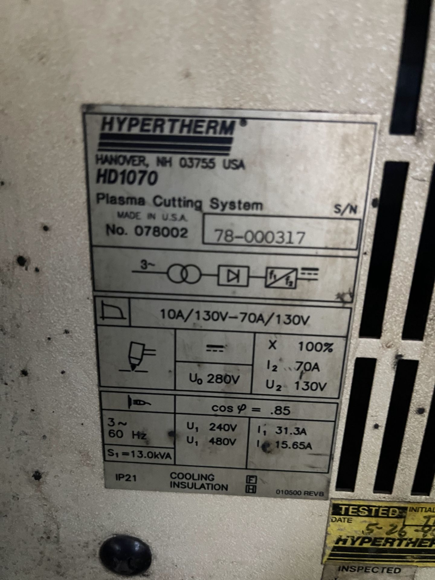 Hypertherm high definition plasma HD 1070 with Messer Pilot controller and servos, with leads, torch - Image 15 of 18