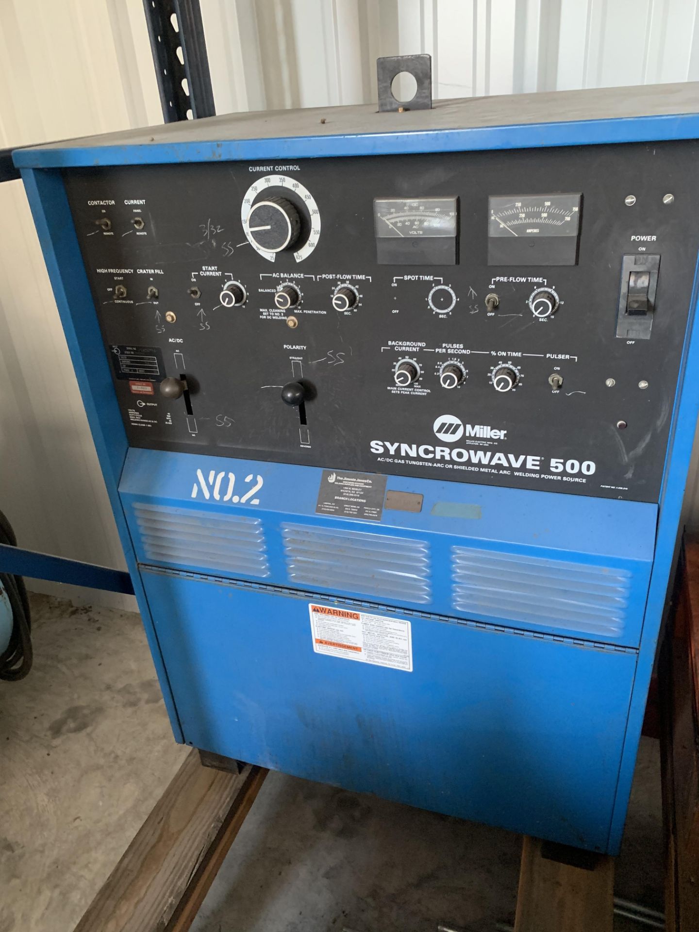 Miller synchrowave 500AC/DC gas tungsten-arc or shielded metal arc welding power source; single - Image 2 of 8