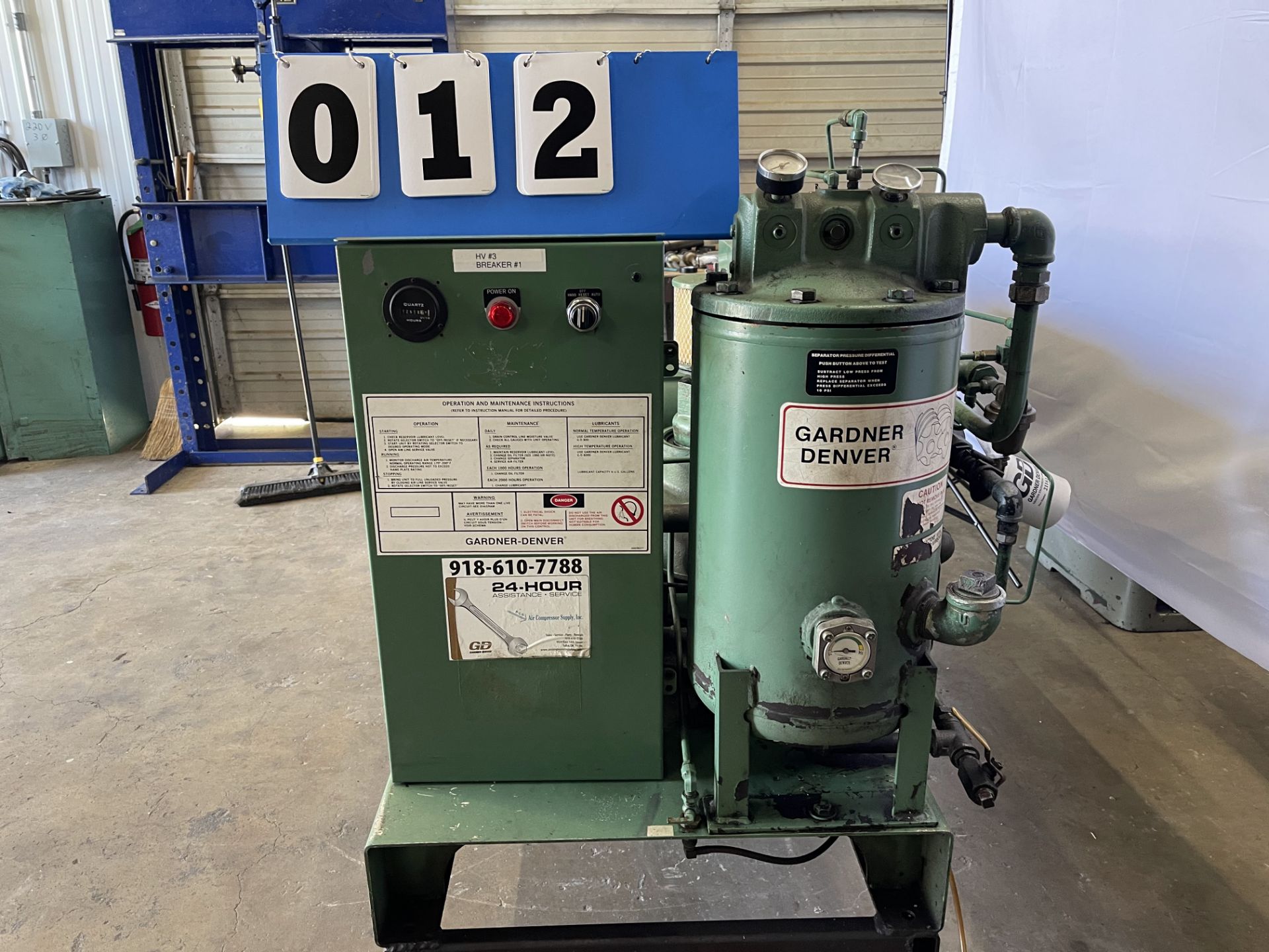 Gardner Denver Scroll Compressor; 30HP ;Model EBEQGC; Serial No. M39129; nonworking- for parts or - Image 11 of 11