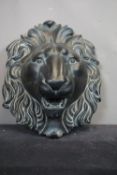 Decorative lion head in wood H50x42