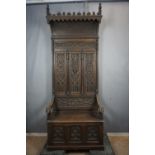 Neo-gothic, throne in oak 19th H255x94x52