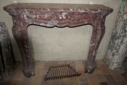 Fireplace in red marble 19th H107x125x38