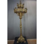 Monumental neogotic candlestick in copper and bronze 19th H205