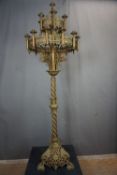 Monumental neogotic candlestick in copper and bronze 19th H205