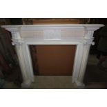 Fireplace in white marble with inserts in yellow marble 19th H148x184x35