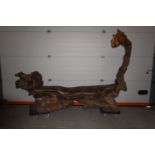 Decorative bench in root wood in the shape of a camel / DROMEDARIS H107X72X250