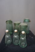 Set of jars in glass