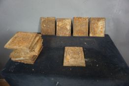 Lot (16) fire tiles in cast iron H15.5x11