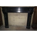 Fireplace in black marble 19th H102x128x35