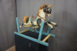 Polychrome rocking horse in wood H66x85x43