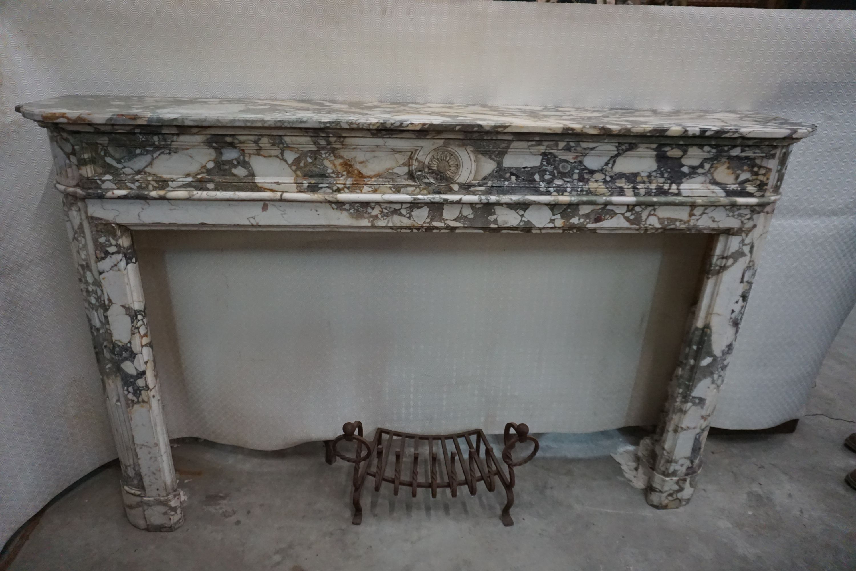 Fireplace in marble 19th H120x191x36