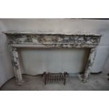 Fireplace in marble 19th H120x191x36