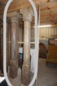 Couple columns in wood based in stone H220