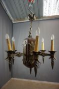 Luster in wrought iron and wood H70x63