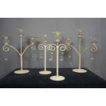 Lot candlesticks in wrought iron and glass H36