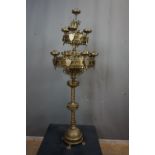 Monumental neogotic candlestick in copper and bronze 19th H150