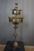 Monumental neogotic candlestick in copper and bronze 19th H150