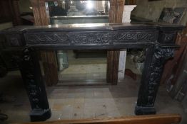 Fireplace in black marble 19th H128x182x40