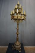 Monumental neogotic candlestick in copper and bronze 19th H175