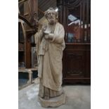 Nice statue of St Pieter in white stone 19th H162X56