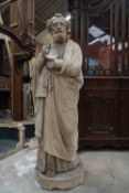 Nice statue of St Pieter in white stone 19th H162X56