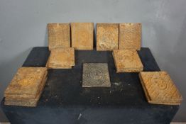 Lot (18) fire tiles in cast iron H15.5x12