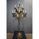 Monumental neogotic candlestick in copper and bronze 19th H170