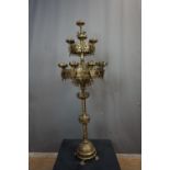 Monumental neogotic candlestick in copper and bronze 19th H150