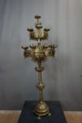 Monumental neogotic candlestick in copper and bronze 19th H150