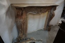 Finely sculpted fireplace in marble H120x170x33