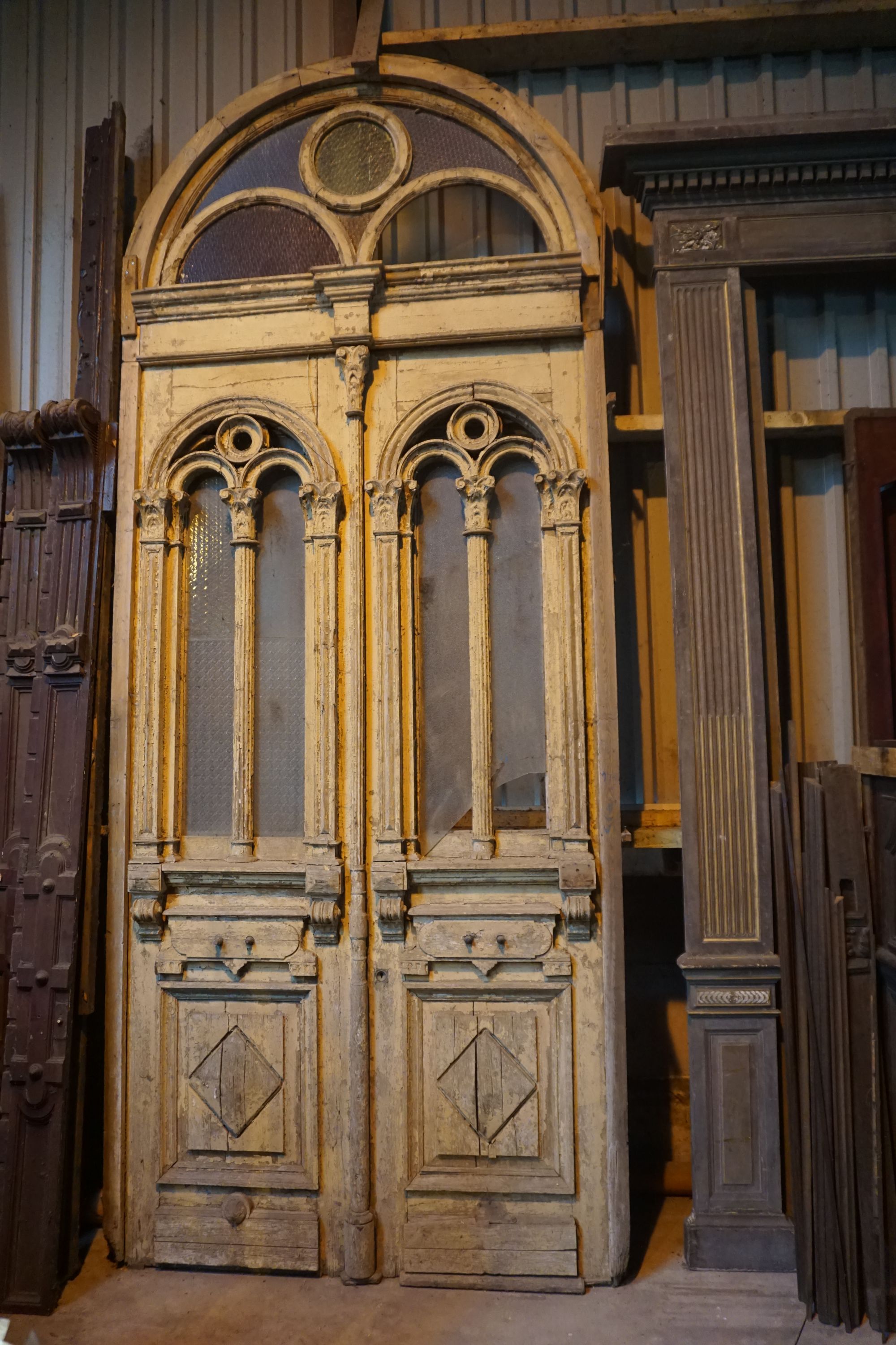 Neo-gothic, monumental front door in Oak H470x195