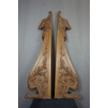 Couple of consoles in wood with lion head H113x30