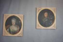Couple of paintings, portrait with coat of arms 17th H70x63