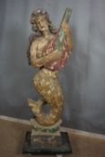 Mermaid in wood H162X52