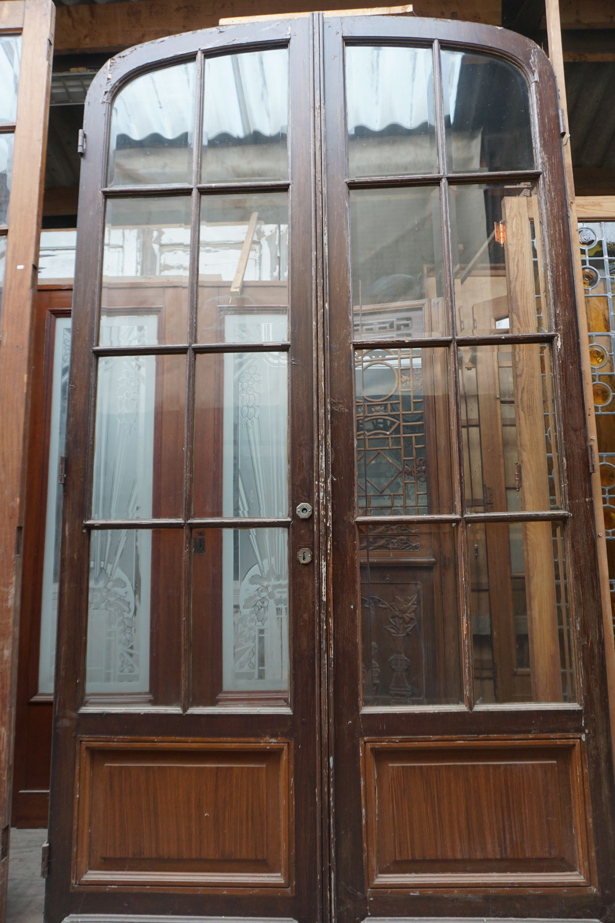 Double door with cut glass H260x142