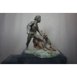 Statue in bronze, hunting decor with deer H62X62