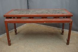 Table in wood with inserts in marble H85x70x85