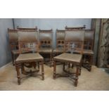 Neo-gothic, serie of seats in wood and leather H105