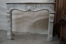 Fireplace in white marble H113X144x40 19th