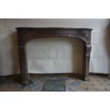 Fireplace in red marble 19th H119x164x33