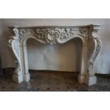 Beautiful fireplace in white carara marble H110x168x36