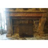 Fireplace in brown marble with lion claws 19th H100x160x40