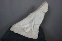 Erotic sculpture in marble, signed H52x67x38