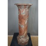 Round pedestal in wood, imitation marble H116