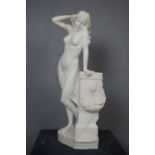 Erotic sculpture in white marble H65