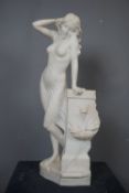 Erotic sculpture in white marble H65
