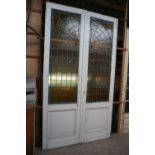Double door with milk glass H274x155